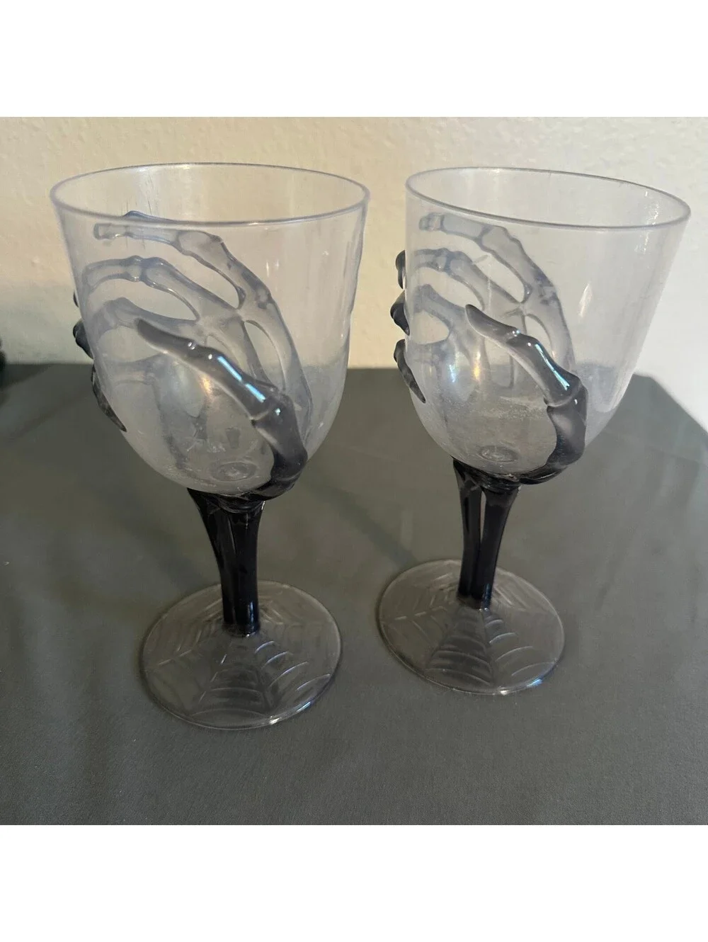 Clouded Halloween Skeleton Hand Wine Glass 2 Pack